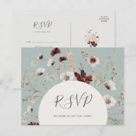 Copper Burgundy Wildflower Teal Menu Choice RSVP