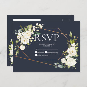 Copper Geométrico Blue Floral Sem Menu RSVP
