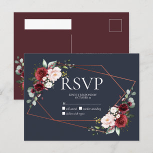 Copper Geométrico Burgundy Azul No Menu RSVP