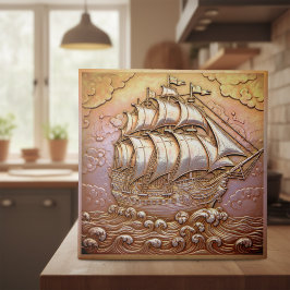 Copper Metallic Iridescent Sailing Ship D1223