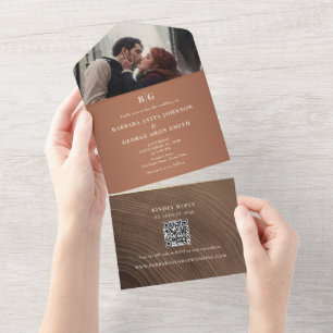 Copper Wood QR Foto Casamento