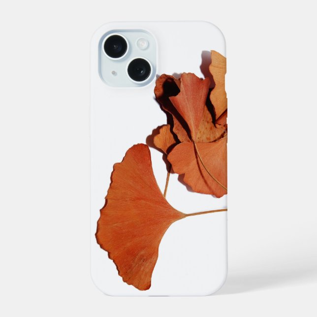 Coque Iphone 15 feuilles de gingko (Verso)