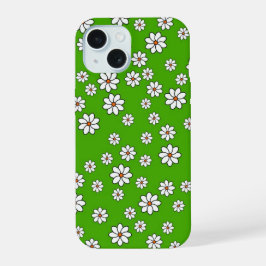 Coque Iphone fleurs blanches sur tapis vert