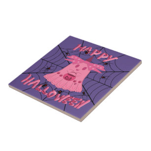 Coquete Rosa Fantasma Feliz Halloween Arte Digital