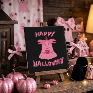 Coquete Rosa Fantasma Feliz Halloween Arte Digital