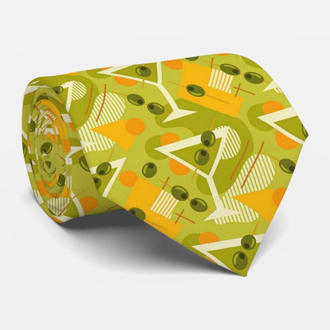 Coquetéis Modernos | Gravata Verde Oliva Martini (Rolled)