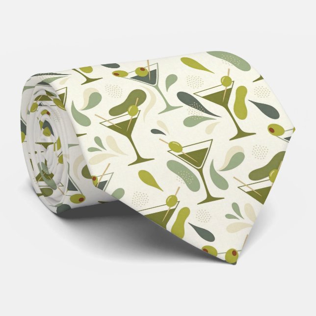 Coquetéis Modernos | Gravata Verde Oliva Martini (Rolled)