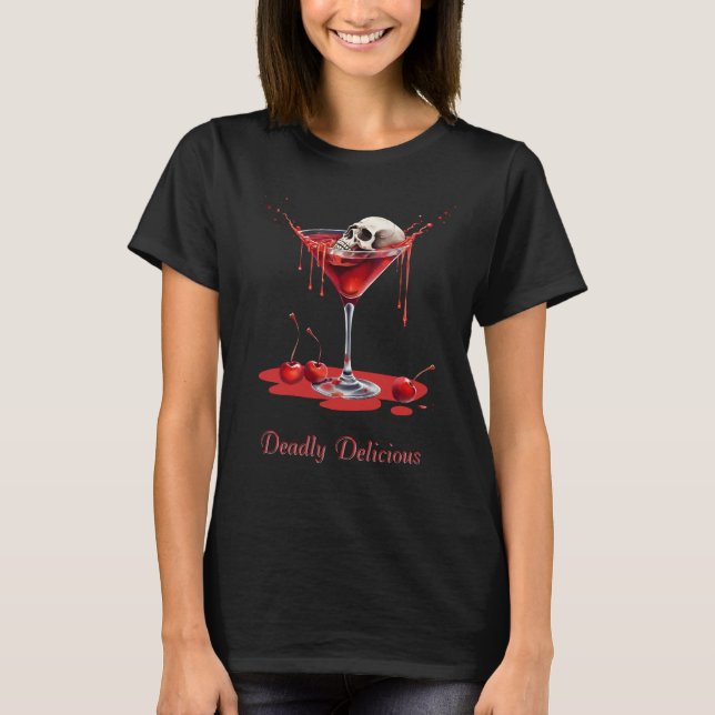 Coquetel do Crânio das Halloween, Camiseta Bebida  (Frente)
