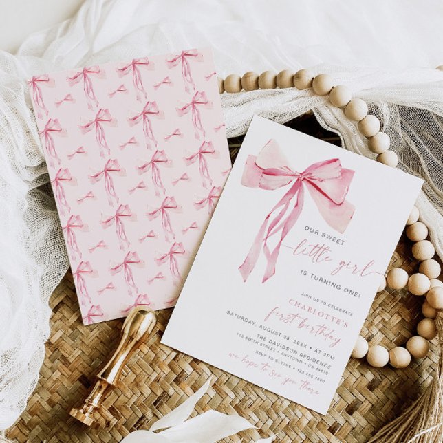Coquette da Menina de Convite para o Primeiro Aniv (Criador carregado)