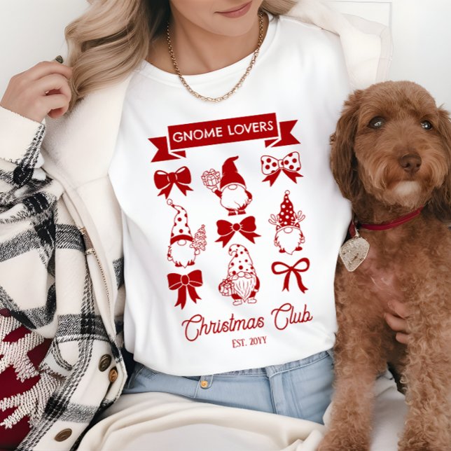 Coquette Gnome Lovers Christmas Club - Red | Branc (Coquette Gnome Lovers Christmas Club Red White Tri Blend Shirt)