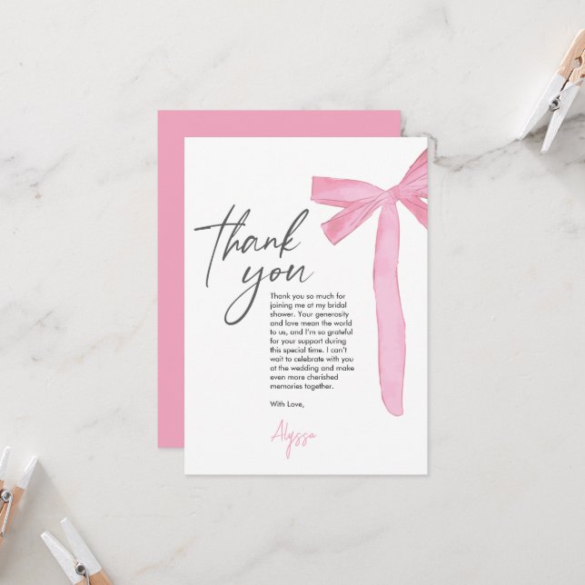 Coquette Pink Bow ribbon Bridal Shower (Frente/Verso In Situ)