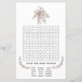 Coquette purple bow baby shower game