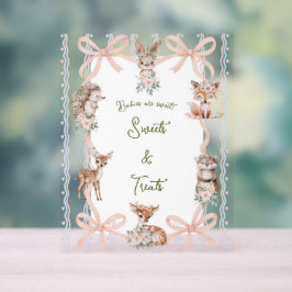 Coquette Ribbon Woodland Baby Shower Acrylic Sign