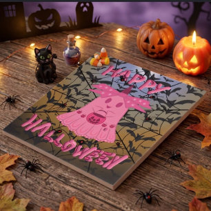 Coquette Rosa Fantasma Feliz Halloween Arte Digita
