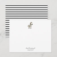 Cor aquática branca Zebra Cartões de agradecimento
