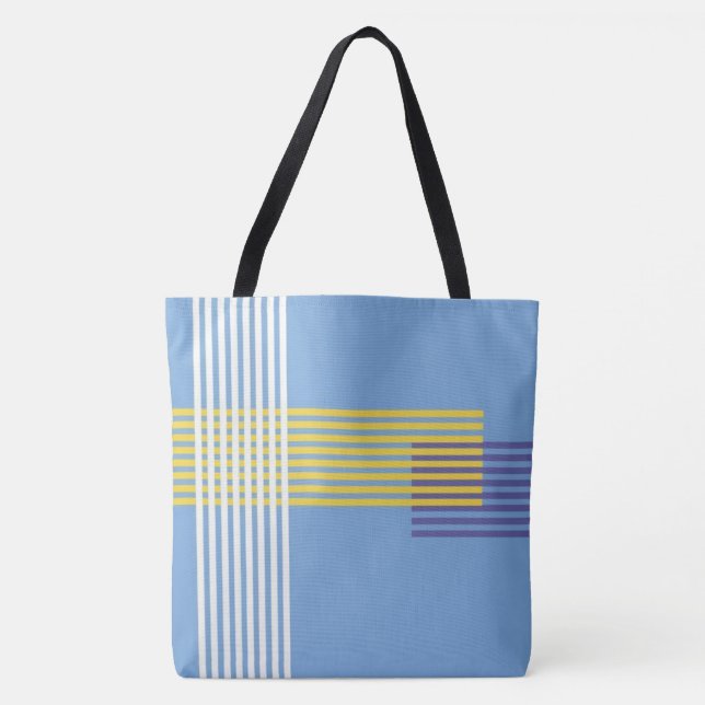 Cor Azul-Creme Impressa Tote Bag (Frente)
