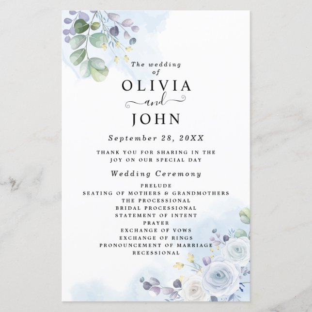 Cor da Água Floral Azul Claro (Frente)