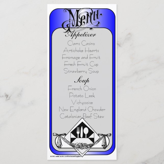 Cor da placa de menu elegante 13 (Frente)