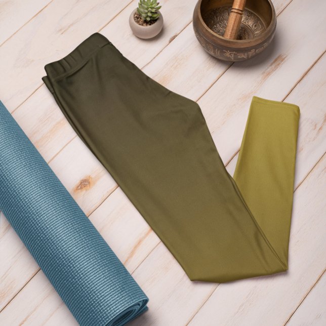Cor da Tendência do Outono Leggings de Ombre Sunny (Mockup 1 Sunny Olive)