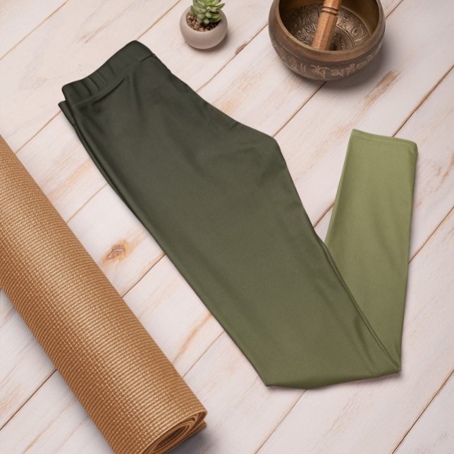 Cor da Tendência do Outono Leggings de Ombre Verde (Mockup 1)