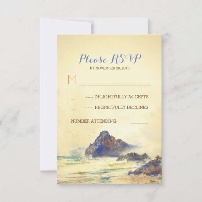 Cor d'água costeira pintada para casamento da RSVP (Frente)