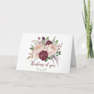 cor d'água rosa e burgundy Cartão de condolências