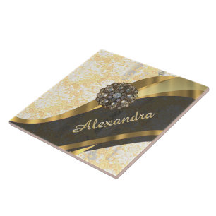 Cor damasco amarela bonito personalizada