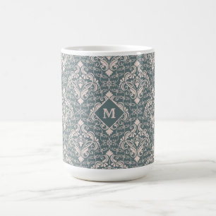 Cor damasco de canecas de monograma personalizadas