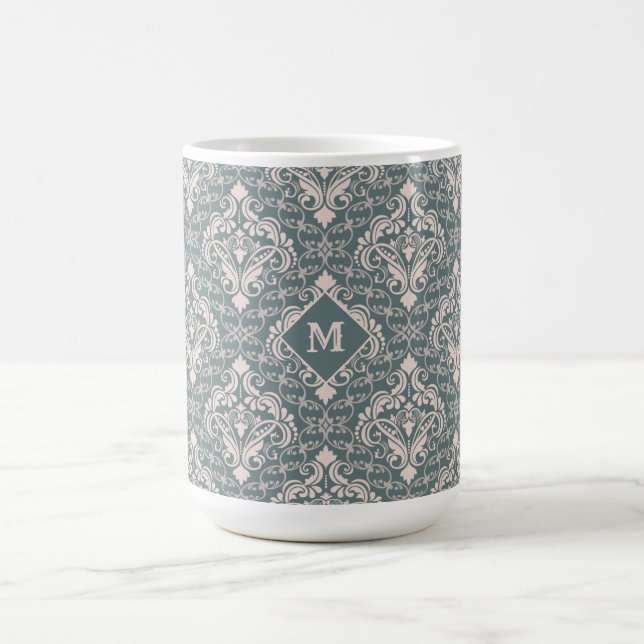 Cor damasco de canecas de monograma personalizadas (Centro)