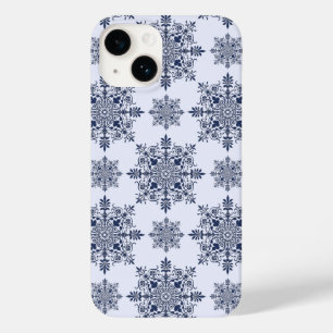 Cor damasco de flocos de neve azuis