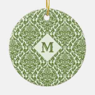 Cor damasco de ornamentos de monogramas personaliz