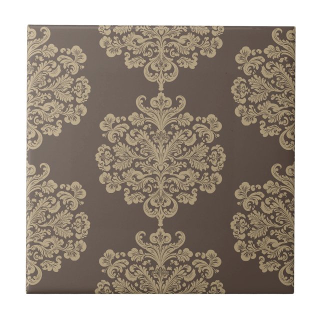 Cor damasco de ouro floral elegante (Frente)