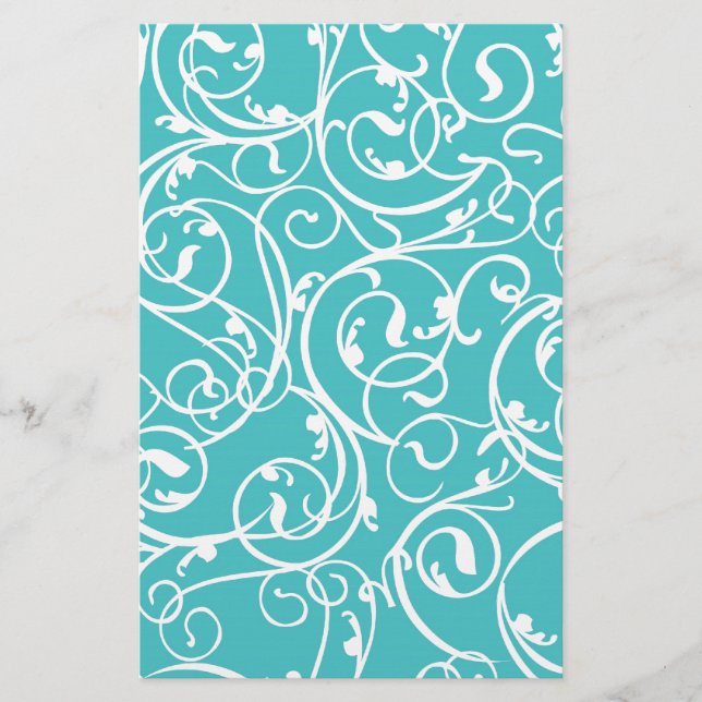 Cor damasco de rolagem do Elegante Turquoise (Frente)