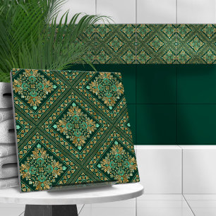 Cor damasco de Vintage - Emerald verde e ouro