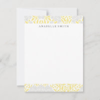 Cor damasco Floral Amarela e Cinza