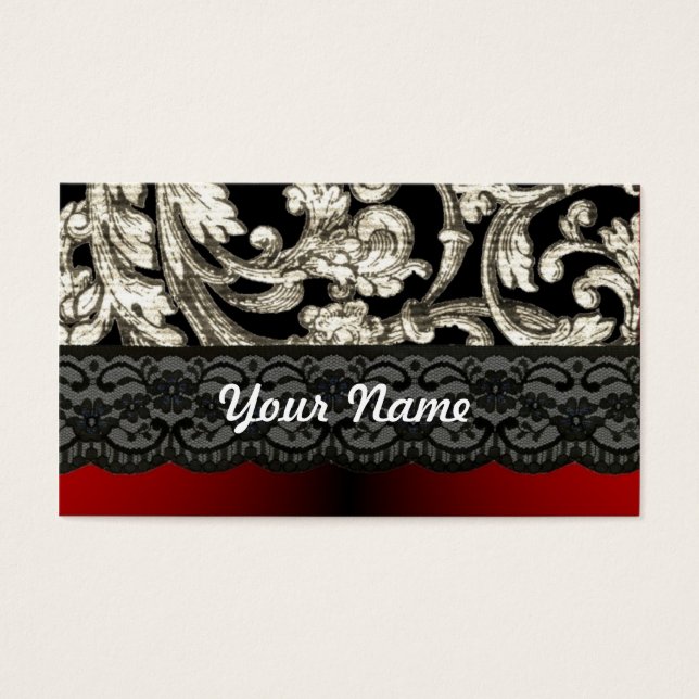 Cor damasco floral preto e vermelho (Frente)