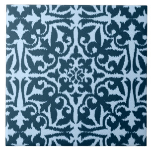 Cor damasco Ikat - Índio escuro e azul claro