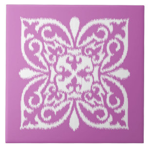cor damasco Ikat - orquídea e branca