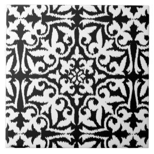 Cor damasco Ikat - Preto e Branco