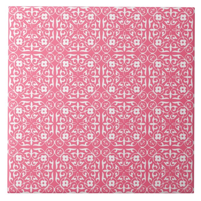 Cor damasco medieval, rosa coral e branco (Frente)