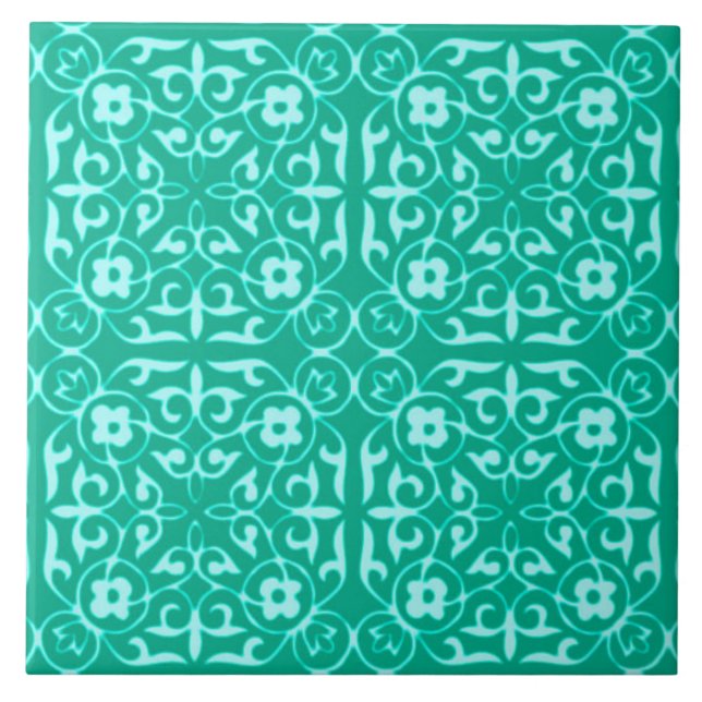 Cor damasco medieval, turquesa e aqua (Frente)