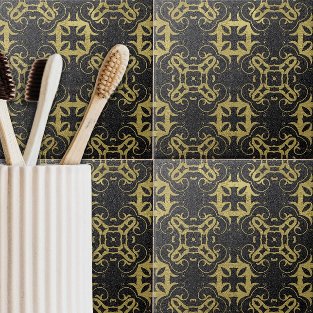 Cor damasco Metálico Dourada Falsa Preta Glittery (Criador carregado)