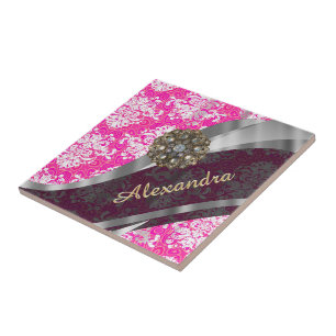 Cor damasco rosa bonito e cor-de-rosa personalizad