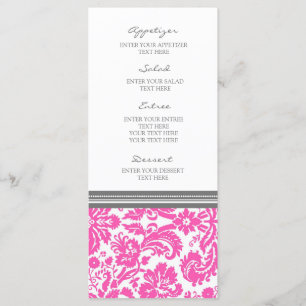Cor damasco Rosa Cinza do Menu Casamento