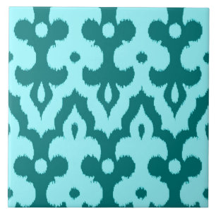 Cor damasco, turquesa e Aqua de Ikat do marroquino