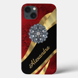 Cor damasco vermelha bonito e elegante personaliza