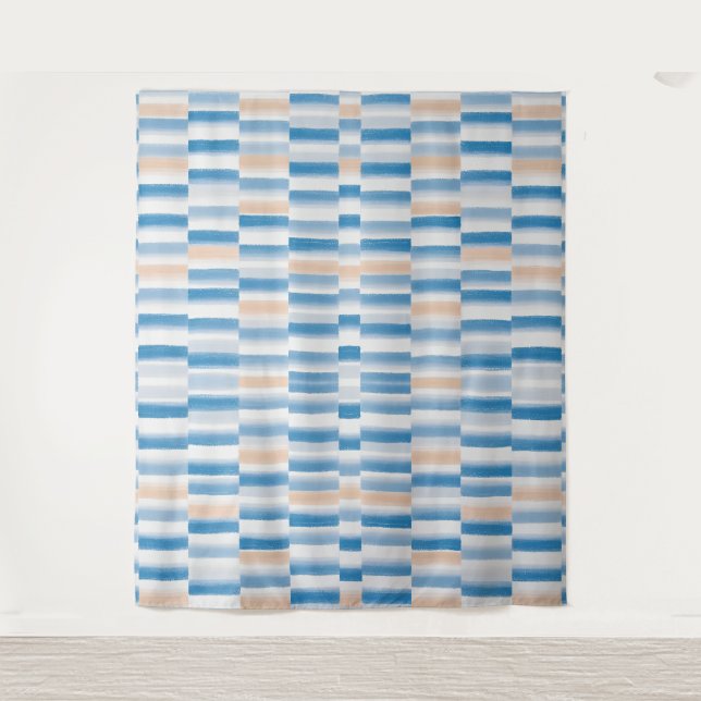 Cor de Água do Pêssego Azul Moderno - Tapeçaria Es (Frente)