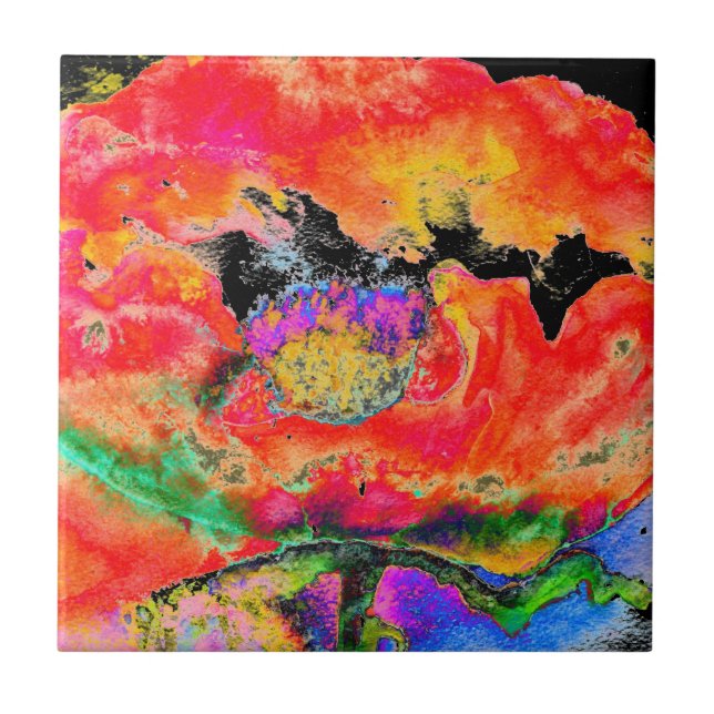 Cor-de-água floral vermelha Elegante abstrato (Frente)