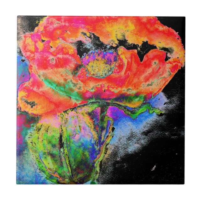 Cor-de-água floral vermelha Elegante abstrato (Frente)