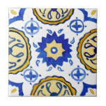 Cor de Água Padrão Azul e Amarelo do Mediterrâneo<br><div class="desc">Apresentando o Azulejo de Cerâmica de Cor-de-Água Padrada para o Mediterrâneo Azul e Amarelo para uma declaração realmente notável e artística em sua cozinha! Com suas matizes arrojadas de padrão azul e amarelo em um efeito de aquarela, esses azulejos exclusivos criam um aspecto exótico, mas eterno, que certamente será um...</div>
